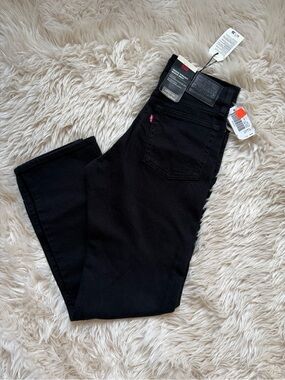 Levi's Black High-Rise Straight Jeans with Red Tab